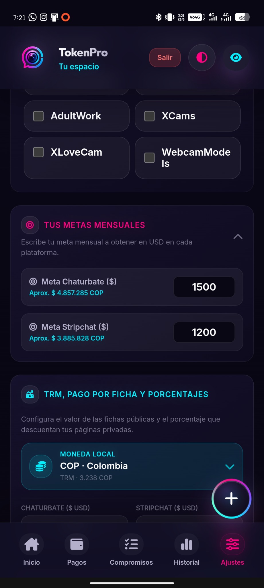TokenPro ajustes